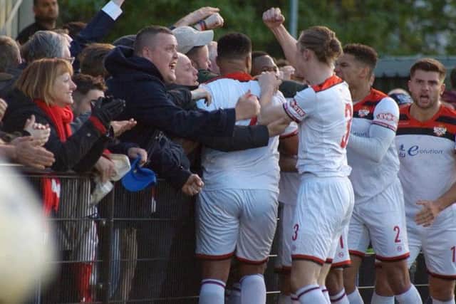 Action from Kettering Town's play-off clash with Slough