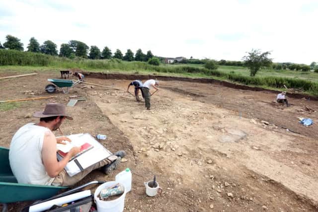 Archaeologists working on the site of the graveyard at Chester Farm in 2014