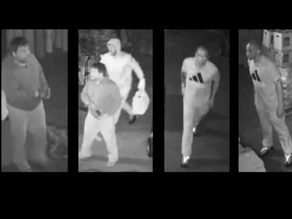 These men are wanted in connection with a break-in at a flooring company in Rothersthorpe Road.