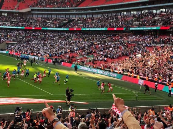 Andy Brown's penalty secured FA Trophy glory for Brackley (picture: Ryan Percival)