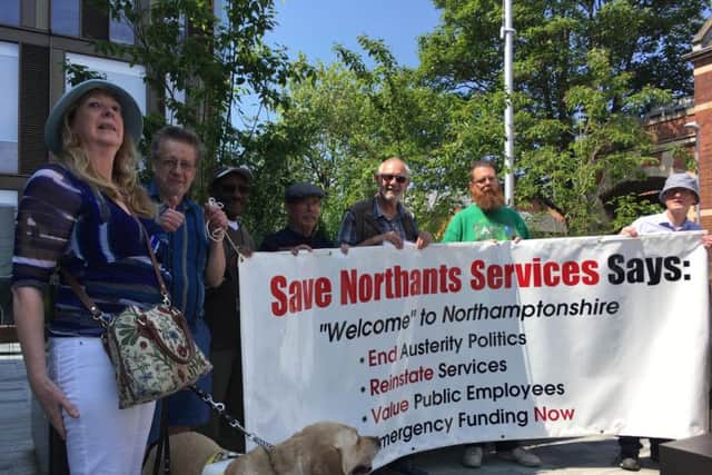 The Save Northants group were at One Angel Square yesterday to send a message to the two new commissioners set to run finances at the authority.