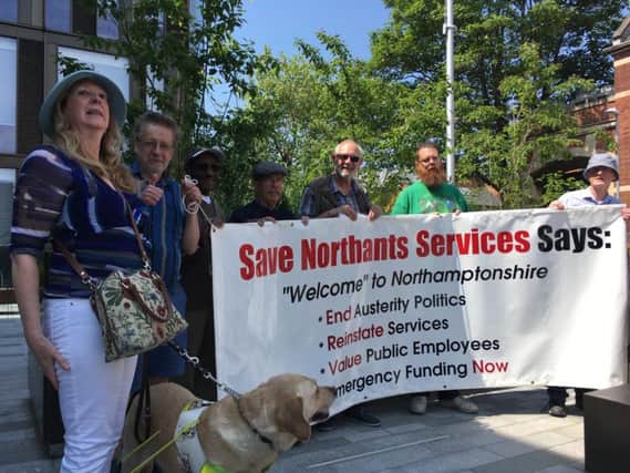 The Save Northants group were at One Angel Square yesterday to send a message to the two new commissioners set to run finances at the authority.