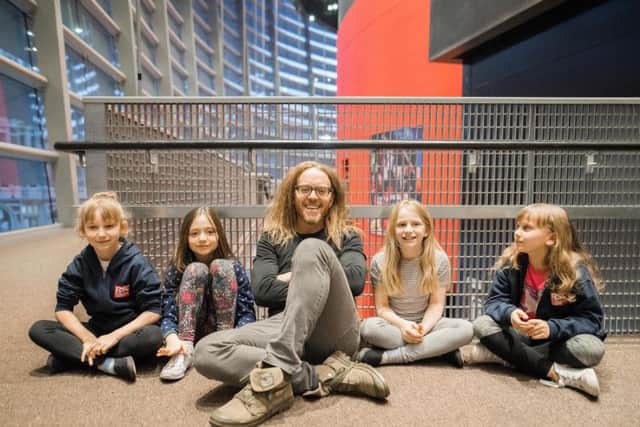 The four Matildas with songwriter Tim Minchin