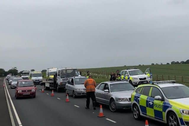 The operation on the A43 at Moulton yesterday (Thursday)