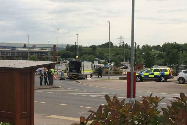 A controlled explosion has taken place outside Tesco Extra in Corby