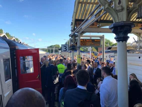 Chaos on the platform at Kettering Railway Station. Picture by Andy Sawford. NNL-180621-101700005