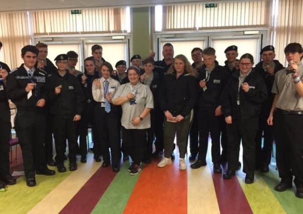 The emergency services cadets with Ann-Marie Lawson