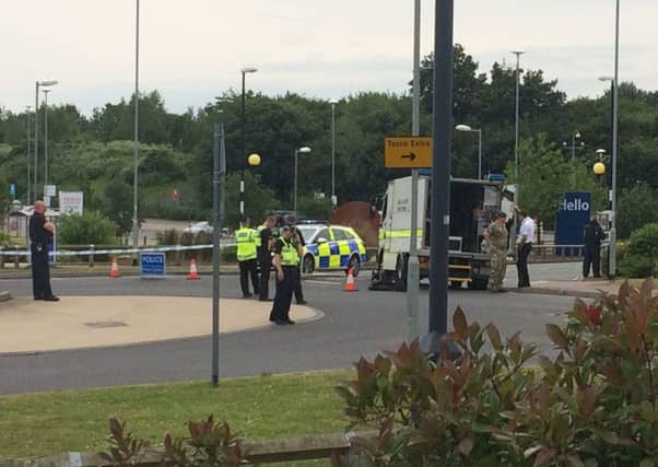 The bomb disposal team at the scene in Corby last week