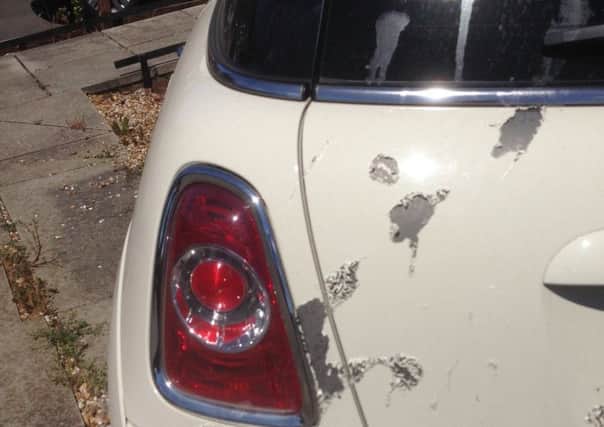 The rear panel of the Mini believed to have been damaged by a corrosive substance in Wellingborough NNL-180622-121922005