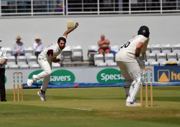 Brett Hutton in action for Northants against Gloucestershire on Friday (Picture: Dave Ikin)