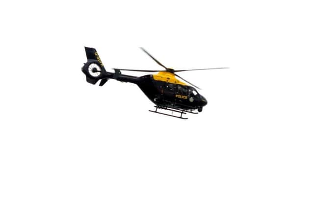 The police helicopter was called into action in Wellingborough yesterday (Monday)