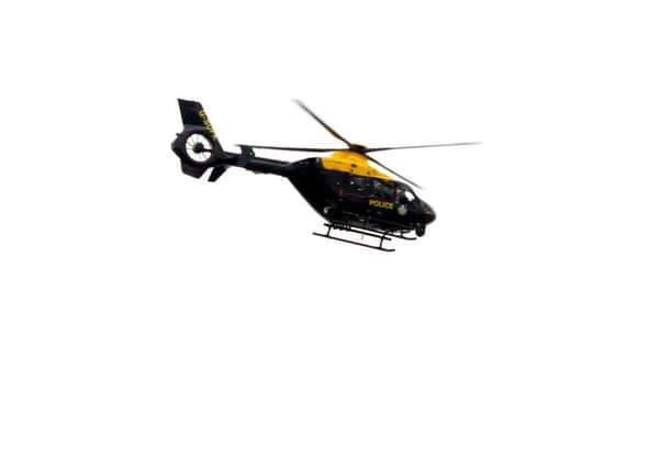 The police helicopter was called into action in Wellingborough yesterday (Monday)