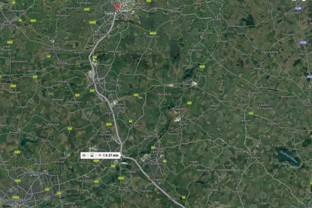 The route the Flying Scotsman will take through Northamptonshire