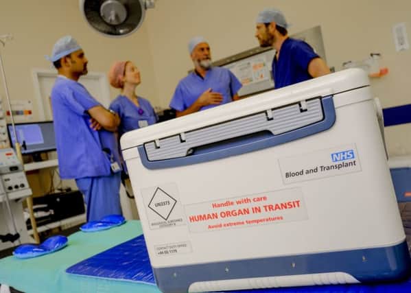 An organ donation box arriving at hospital for a transplant operation