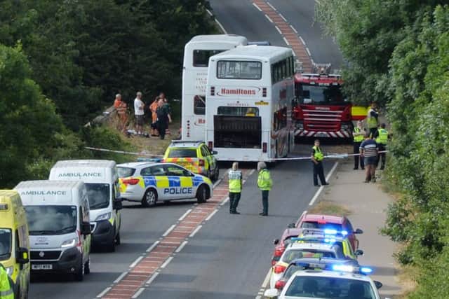 The emergency services at the scene of the crash