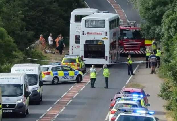 The emergency services at the scene of the crash