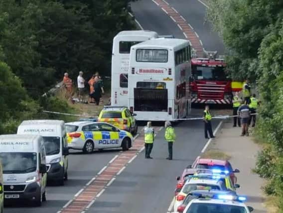 The emergency services at the scene of the crash