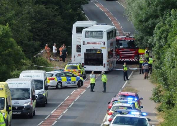 The emergency services at the scene of the crash