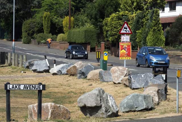 The rocks around the playing fields.