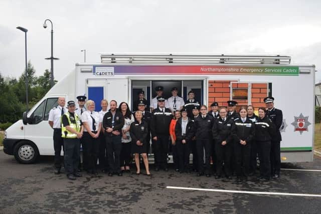 Emergency services cadets with their new vehicle
