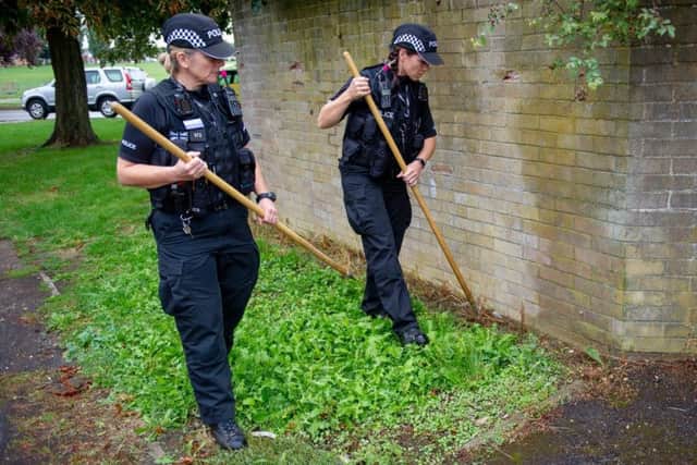 Officers in Wellingborough yesterday