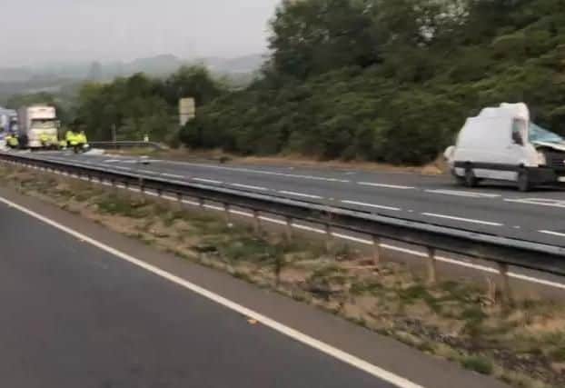 The scene of the collision taken from dashcam footage by Becky Bailey.