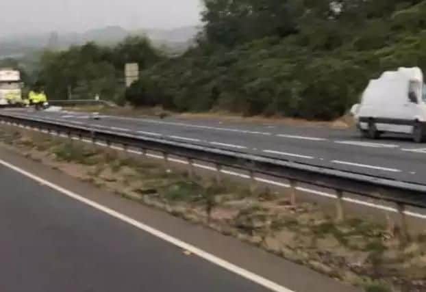 The scene of the collision taken from dashcam footage by Becky Bailey.