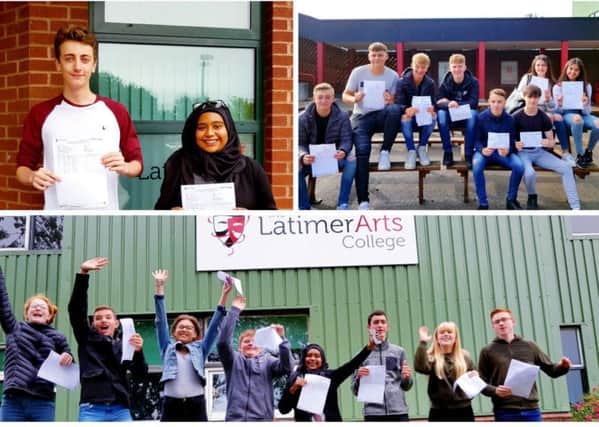 Students at Latimer Arts College collecting their exam results today