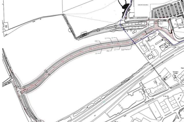 The proposed link road for Rushden Lakes
