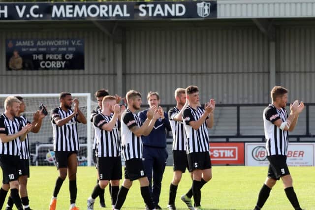 The Corby Town players will be looking to maintain their unbeaten start to the season by racking up a second win in the FA Cup in the space of a week