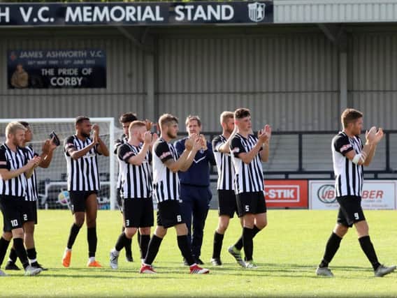 The Corby Town players will be looking to maintain their unbeaten start to the season by racking up a second win in the FA Cup in the space of a week