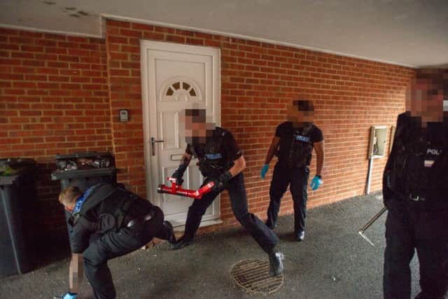Police raided four addresses in Kettering and Burton Latimer today.