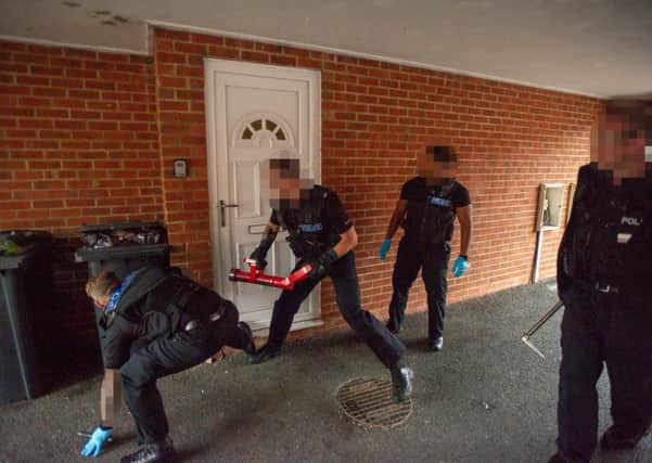 Police raided four addresses in Kettering and Burton Latimer today.