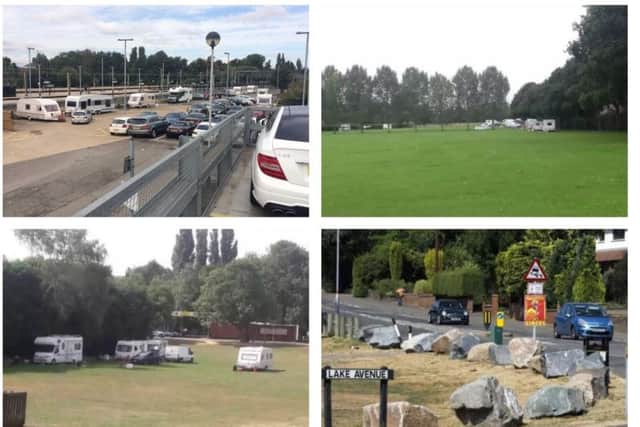 Travellers sites in Northampton and Kettering this year. In Kettering, the council has resorted to placing large rocks around the Northampton Road fields to prevent them from gaining access (bottom right). NNL-180919-143550005