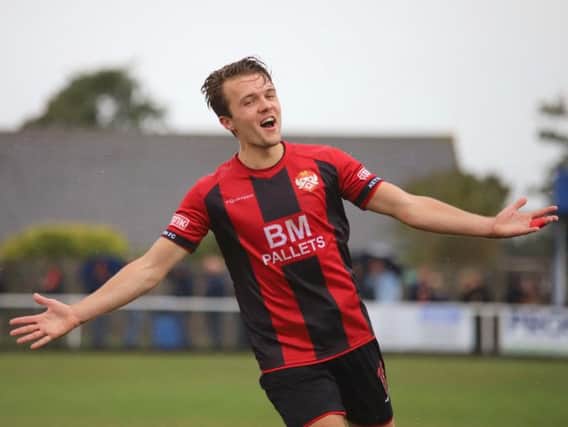 Ben Milnes' superb free-kick proved to be the winner as Kettering Town beat AFC Mansfield 2-1 in the second qualifying round of the Emirates FA Cup. Picture by Peter Short