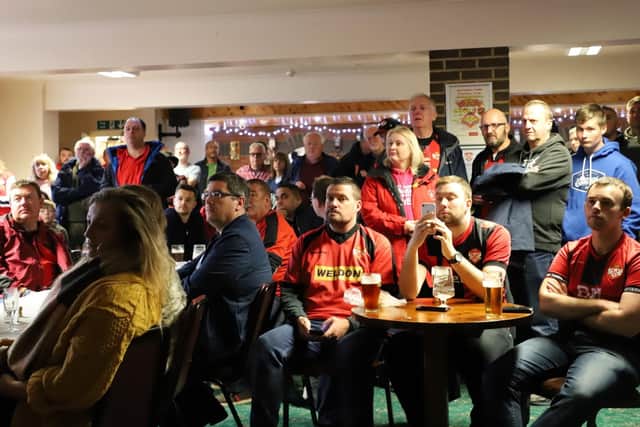Kettering Town supporters packed into the Latimer Park social club to hear the club's plans as they bid to return to their hometown. Picture by Peter Short