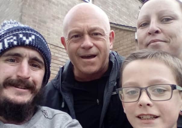 Leigh with Ross Kemp, Claire and Alfie.