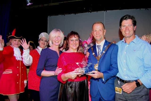 Kettering mayor James Burton with panto director/choreographer Katrina Rufeea