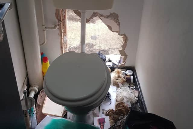 Some of the damage at Hair Geeks after it was raided by burglars NNL-180410-154827005