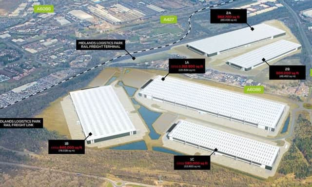 Aerial view of the Midlands Logistics Park in Corby NNL-181210-174000005