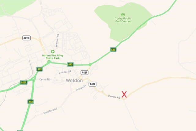 The school will be built on land north of Oundle Road, where the red cross is. Copyright Google. NNL-181013-172404005