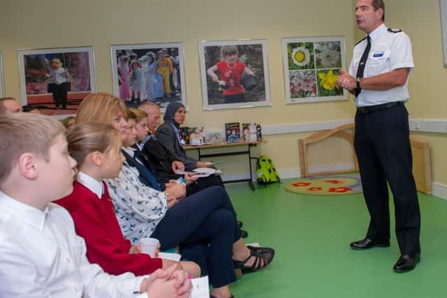 Chief constable Nick Adderley speaks to pupils.
