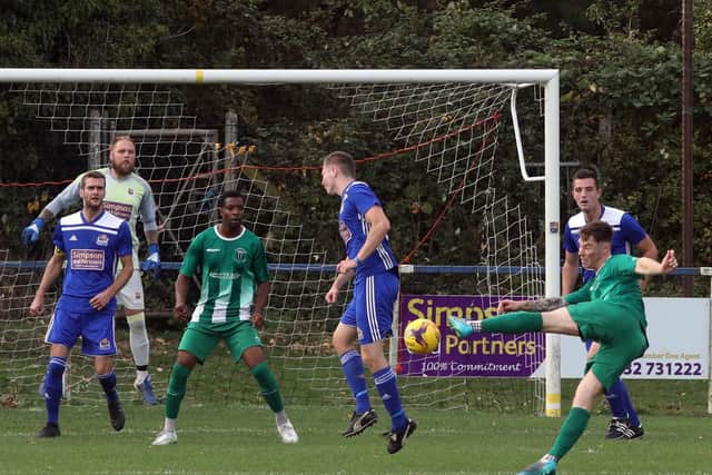Action from Thrapston Towns 0-0 draw with Blackstones in UCL Division One at Chancery Lane last weekend. Picture by Alison Bagley