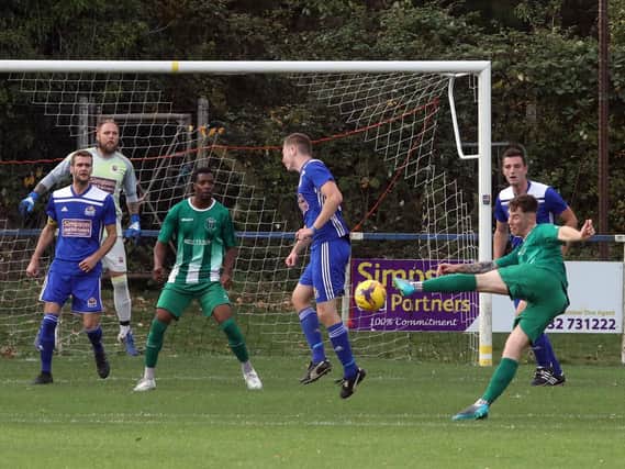 Action from Thrapston Towns 0-0 draw with Blackstones in UCL Division One at Chancery Lane last weekend. Picture by Alison Bagley