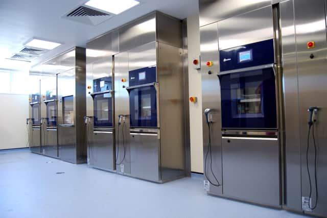 Inside the new sterile services extension which will provide additional facilities to clean the endoscopes used in the screening programme. NNL-181018-123550005