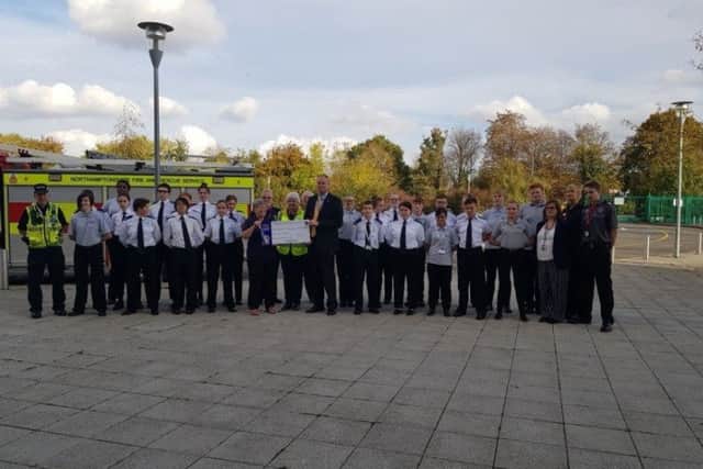 The cheque presentation to the cadets