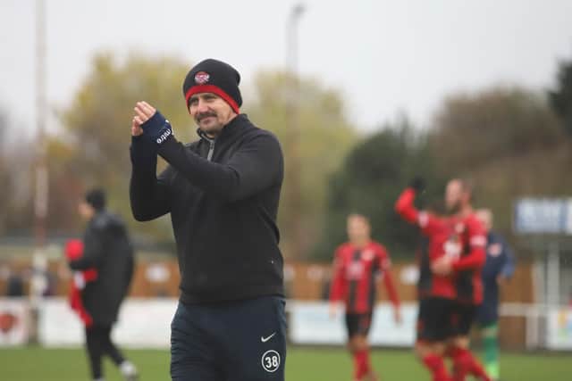 Marcus Law was happy with his team's performance as Kettering Town sealed a 2-0 victory over Stourbridge in the first qualifying round of the Buildbase FA Trophy. Pictures by Peter Short