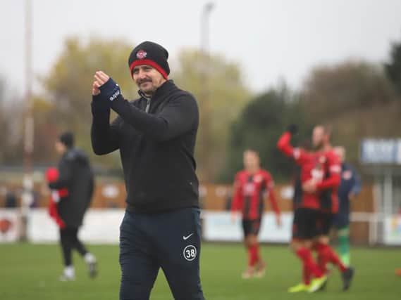 Marcus Law was happy with his team's performance as Kettering Town sealed a 2-0 victory over Stourbridge in the first qualifying round of the Buildbase FA Trophy. Pictures by Peter Short