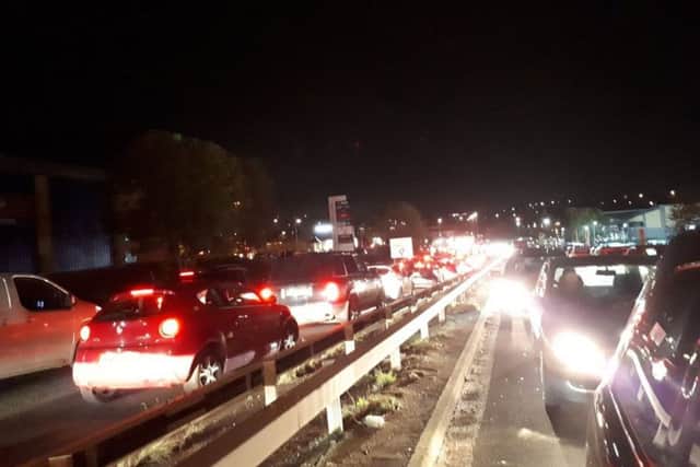 Queues on the A14 near Kettering last night
