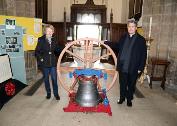 New bell for parish church, Kettering, Ss Peter & Paul a 'sharp second' for the bell tower
With Tower Captain, Pat Edkins and Rev David Walsh (Rector) 
Saturday, November 3rd 2018 NNL-180311-200111009